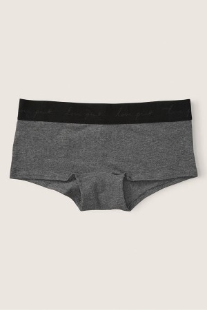 Heather Anthricite with Graphic Grey Victoria's Secret Stretch Cotton Cotton Logo Short Knickers | 4108ICPYV