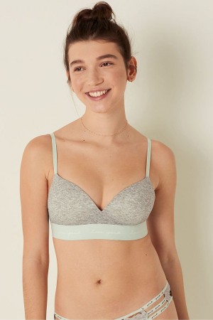 Heather Charcoal Grey Victoria's Secret Wear Everywhere Smooth Non Wired Push Up T-Shirt Bra | 0364LSZIR