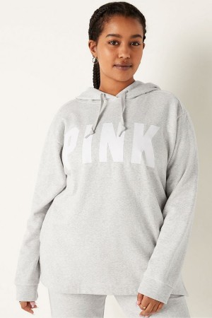 Heather Stone Grey Sans Logo Victoria's Secret Fleece Campus Hoodie | 7065ZBIQD