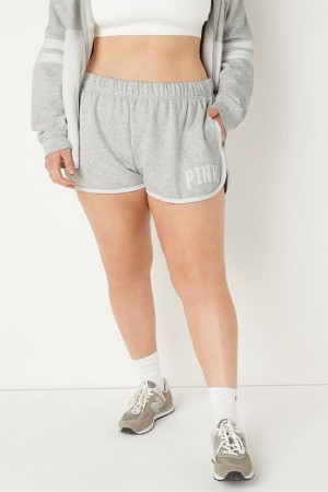 Heather Stone Grey Victoria's Secret Fleece Varsity Short | 9514LQKVY