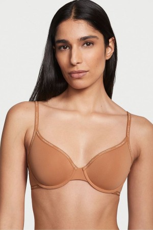 Honey Glow Nude Victoria's Secret The T-Shirt Push Up Logo Strap Bra | 0615LDXMF