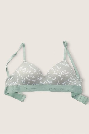 Iceberg Green Logo Print Victoria's Secret Wear Everywhere Smooth Lightly Lined Non Wired T-Shirt Bra | 4291QJKUY