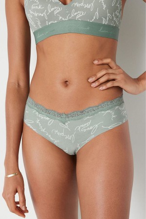 Iceberg Green Script Victoria's Secret No-Show No Show Cheeky Knickers | 2317CAVZU