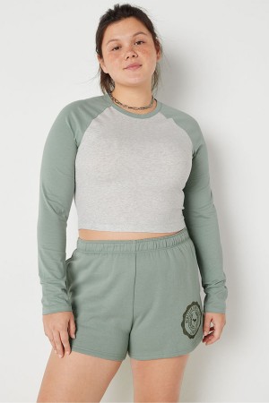 Iceberg Green Victoria's Secret Long Sleeve Crop T-Shirt | 9015BDIFE