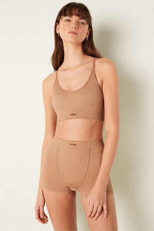 Iced Mocha Nude Victoria's Secret Period Pants High Waist Rib Seamless Boxer Brief | 4289MOENR