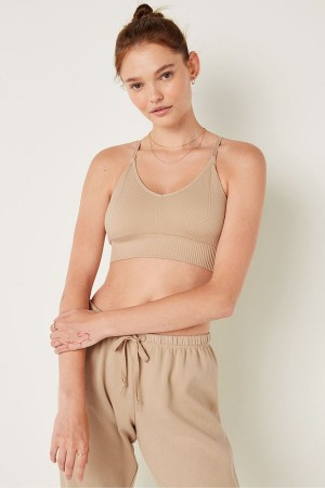 Light Sand Nude Victoria's Secret Wear Everywhere Seamless Lightly Lined Low Impact Sports Bra | 6045RGLQS