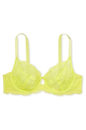 Lime Citron Yellow Victoria's Secret Dream Angels Lace Full Cup Unlined Bra | 6471MNALI