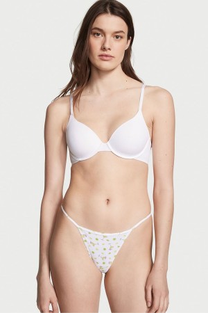 Lime Margarita White Victoria's Secret Stretch Cotton Cotton G String Knickers | 7041LVWZM