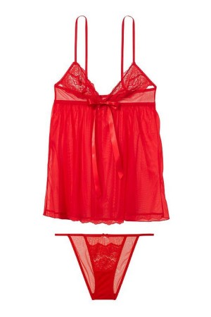 Lipstick Red Victoria's Secret Lace Unlined Non Wired Babydoll | 9374DUHTO