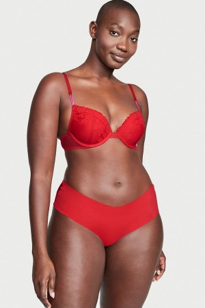 Lipstick Red Victoria's Secret No-Show Lace No Show Cheeky Knickers | 4013DHNSQ