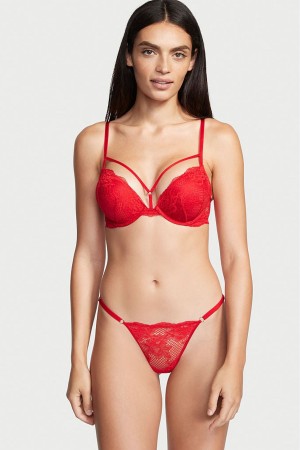 Lipstick Red Victoria's Secret Very Sexy Lace Thong Knickers | 9107VQWYK