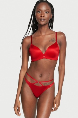 Lipstick Red Victoria's Secret Very Sexy Strappy Thong Knickers | 2143OVAFN