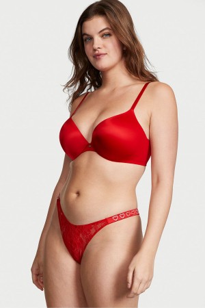 Lipstick Red Victoria's Secret Very Sexy Lace Shine Strap Brazilian Knickers | 3671KEALQ