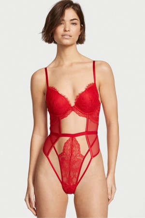 Lipstick Red Victoria's Secret Very Sexy Pushup Teddy | 6013ZEKRI