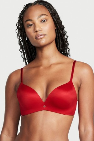 Lipstick Red Victoria's Secret Very Sexy Smooth Non Wired Plunge Push Up Bra | 0214DFJQB