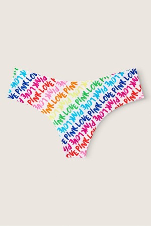 Love Pink Rainbow Print Victoria's Secret No-Show No Show Thong Knickers | 9763IRGLC