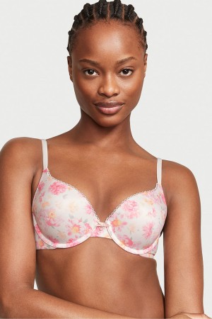 Lovely Peonies White Victoria's Secret Body by Victoria Smooth Full Cup Push Up Bra | 6548DWMZT