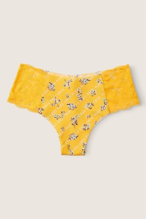 Maize Yellow Floral Logo Yellow Victoria's Secret No-Show No Show Cheeky Knickers | 9473GNESH