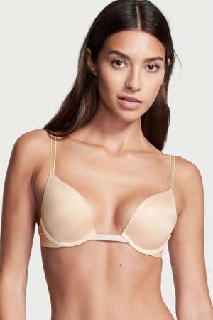 Marzipan Nude Victoria's Secret Bare Smooth Plunge Shine Multiway Bra | 0957UQHSV