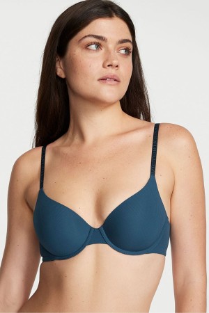 Midnight Sea Blue Victoria's Secret The T-Shirt Smooth Logo Strap Light Lined T-Shirt Bra | 8429BUIED