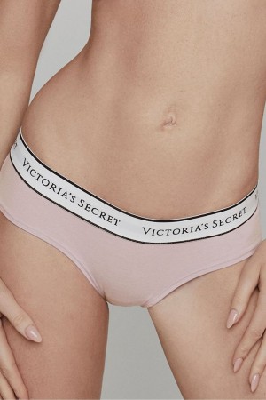 Misty Rose Pink Victoria's Secret Stretch Cotton Logo Knickers | 7596VACHX