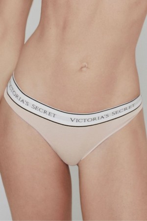 Nude Victoria's Secret Stretch Cotton Logo Knickers | 5028RNCTK