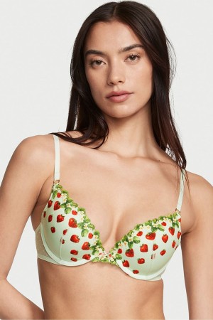 Pale Green Embroidery Victoria's Secret Dream Angels Dream Angels Plunge Push Up Bra | 7561BLHNX