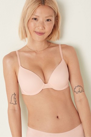 Peach Nectar Pink Victoria's Secret Wear Everywhere Smooth Push Up T-Shirt Bra | 2350UZETX