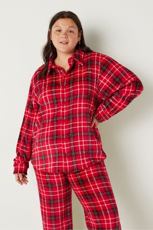 Pepper Red Victoria's Secret Cosy Long Sleeve Pyjama Top | 4509MLVHN