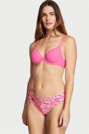 Pink Splash Floral Victoria's Secret Sexy Illusions by Victorias Secret No Show Thong Knickers | 0925OYKRN