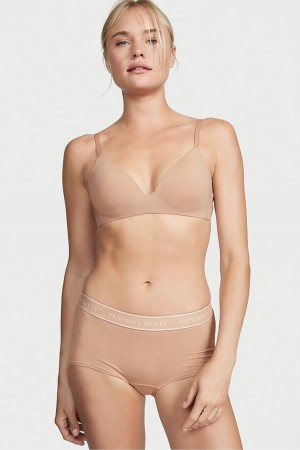 Praline Nude Victoria's Secret The T-Shirt Smooth Lightly Lined Non Wired T-Shirt Bra | 3268UOQWR