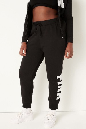 Pure Black Sans Logo Victoria's Secret Fleece Lounge Jogger | 5204ZUJQA