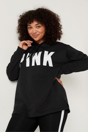 Pure Black Sans Logo Victoria's Secret Fleece Campus Hoodie | 5792LRFQX