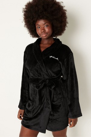 Pure Black Victoria's Secret Cosy Dressing Gown | 2436KATZE