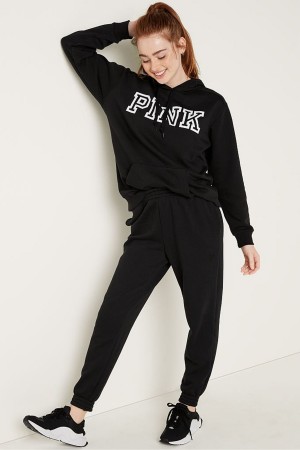 Pure Black Victoria's Secret Fleece High Waist Full Length Jogger | 2371FRHQI