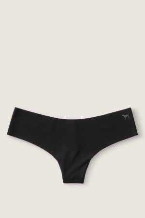 Pure Black Victoria's Secret No-Show No Show Thong Knickers | 6032MPYJC