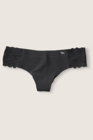 Pure Black Victoria's Secret No-Show No Show Thong Knickers | 2150STQNR