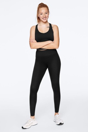 Pure Black Victoria's Secret Seamless Breathable Leggings | 4230SXYIK