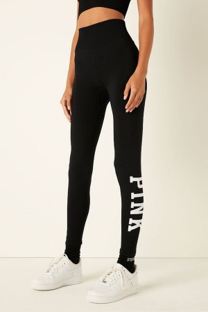 Pure Black Victoria's Secret Seamless High Waist Full Length Workout Legging | 7842ICXAY