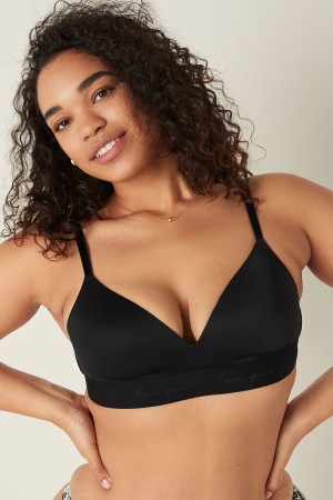 Pure Black Victoria's Secret Seamless Seamless Lightly Lined Low Impact Racerback Sports Bra | 8750EBIWM