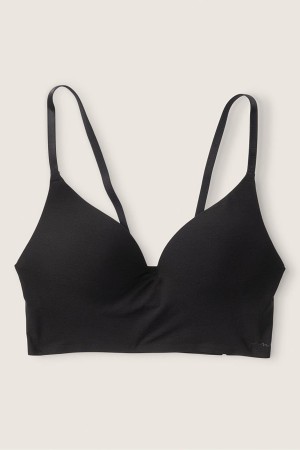 Pure Black Victoria's Secret Smooth Non Wired Push Up Bralette | 4629KNXEC