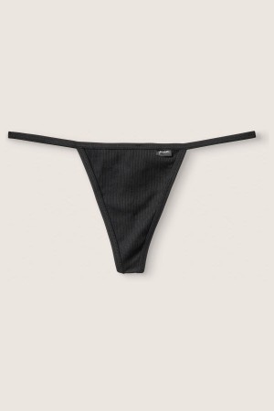 Pure Black Victoria's Secret Stretch Cotton Cotton G String Knickers | 9286AMORJ