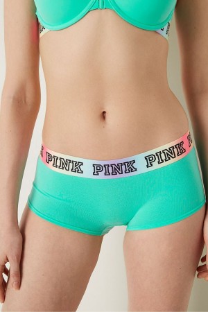 Pure Black Victoria's Secret Stretch Cotton Logo Short Knickers | 0814TDSGM