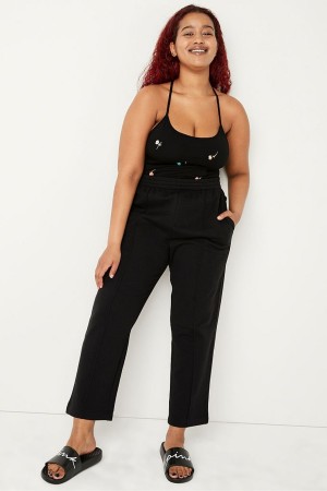 Pure Black Victoria's Secret Track Ankle Jogger | 4039WBLQC