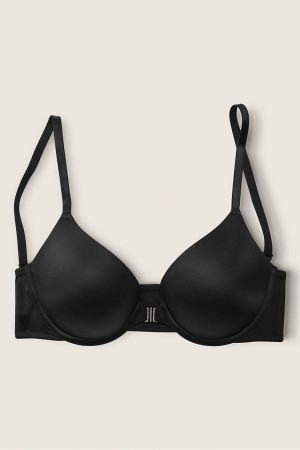 Pure Black Victoria's Secret Wear Everywhere Front Fastening Push Up T-Shirt Bra | 3078PVTAS