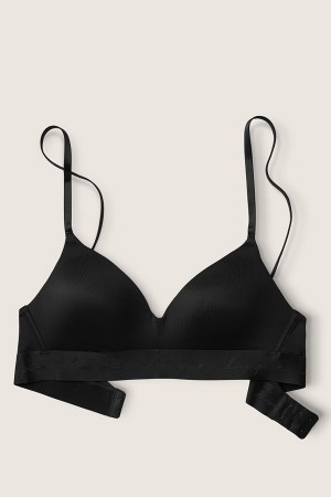 Pure Black Victoria's Secret Wear Everywhere Smooth Lightly Lined Non Wired T-Shirt Bra | 4932OCGZP