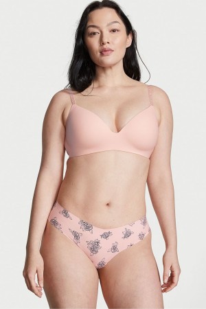 Purest Pink Floral Victoria's Secret Sexy Illusions by Victorias Secret Smooth No Show Thong Knickers | 2471KVCND