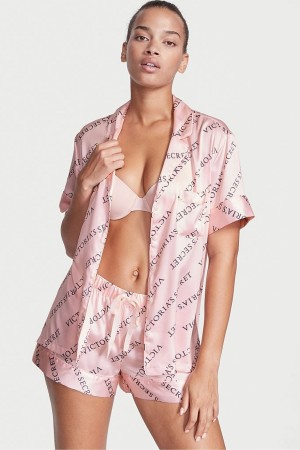 Purest Pink VS Victoria's Secret Satin Short Pyjamas | 2940INWKQ