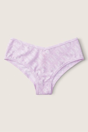 Purple Mist Linear Logo Print Purple Victoria's Secret Stretch Cotton Cotton Cheeky Knickers | 1279RYAMS