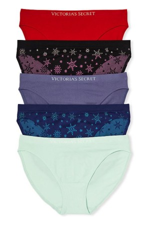 Red/Blue/Purple/Black/Green Victoria's Secret Seamless Bikini Knickers 5 Pack | 9501BMECK